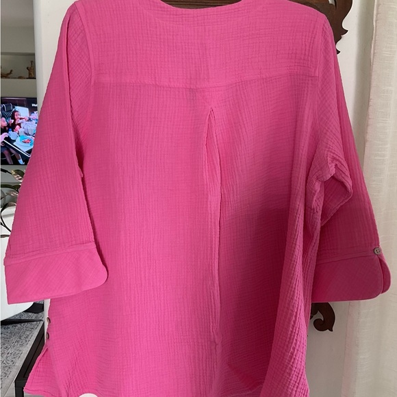 Foxcroft Raspberry Pink Tunic Top 16W - Picture 4 of 7